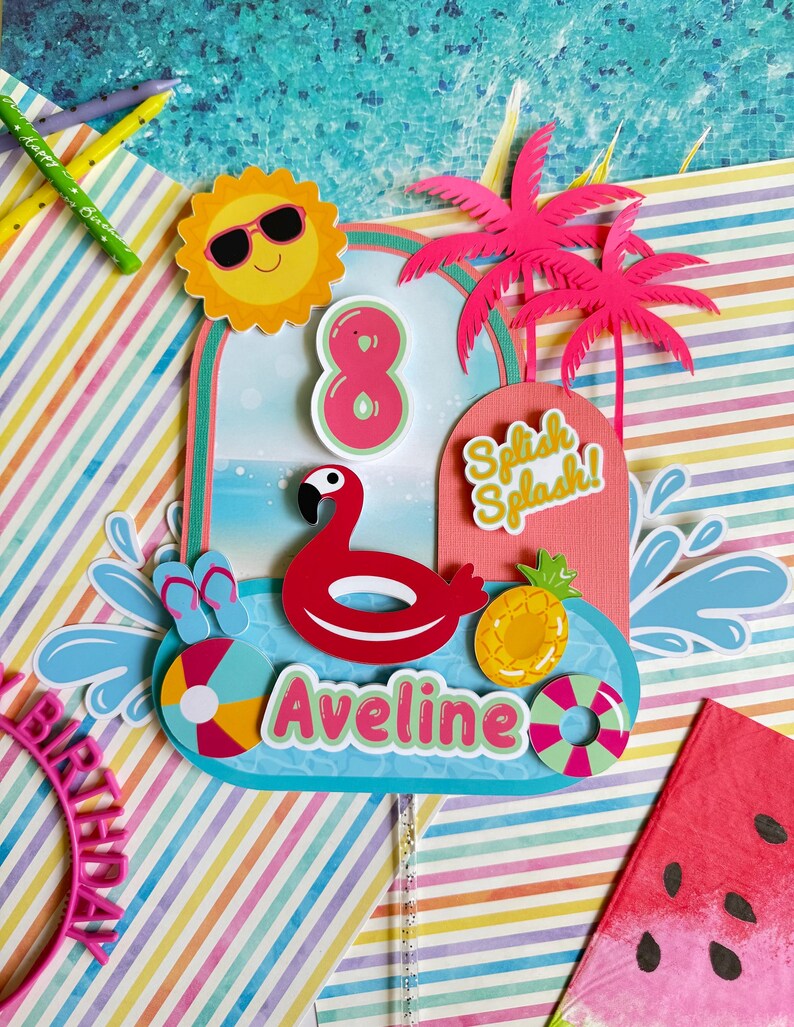 DEMO Flamingo Pool Cake Topper
