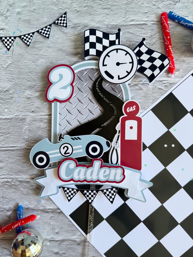 DEMO Vintage Race Car Cake Topper
